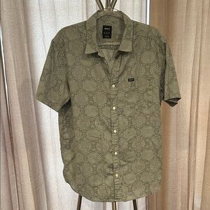 RVCA Men's grayish green Patterned Button Down Shirt